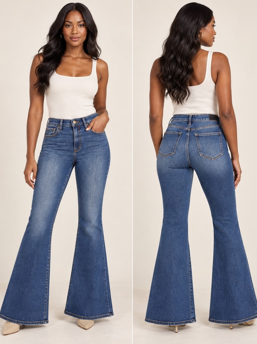Sneak Peek Jeans 13/W31(Approx US 10) Blue Stretch Flare Bell Bottom Denim Y2K
